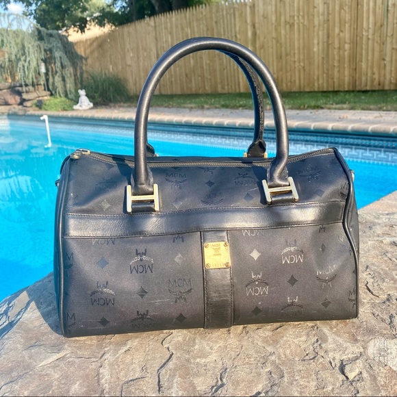 MCM Handbags - Vintage MCM Black Satchel Monogram Handbag